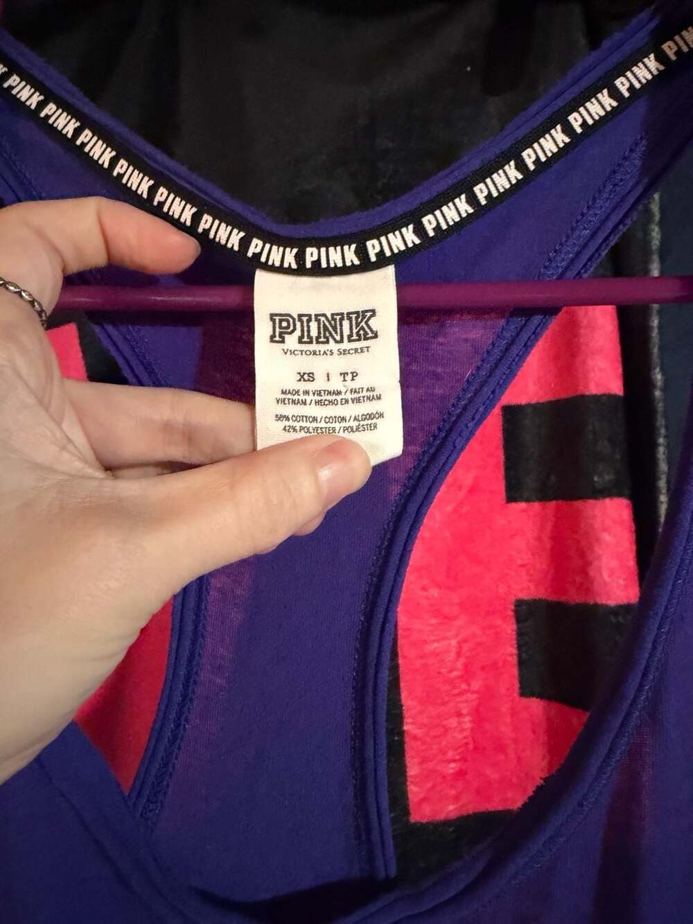 Victoria's Secret PINK The Gym Struggle Racerback Tank Top Purple Size XS - Picture 2 of 3